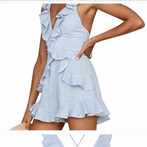 White and baby blue romper